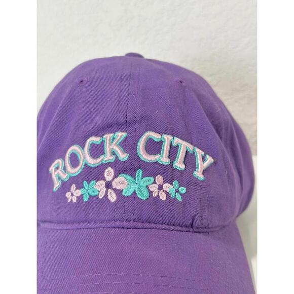 Jhats Women's Baseball Cap Rock City Flowers Purple Hook and Loop Adjustable Hat - Picture 2 of 10
